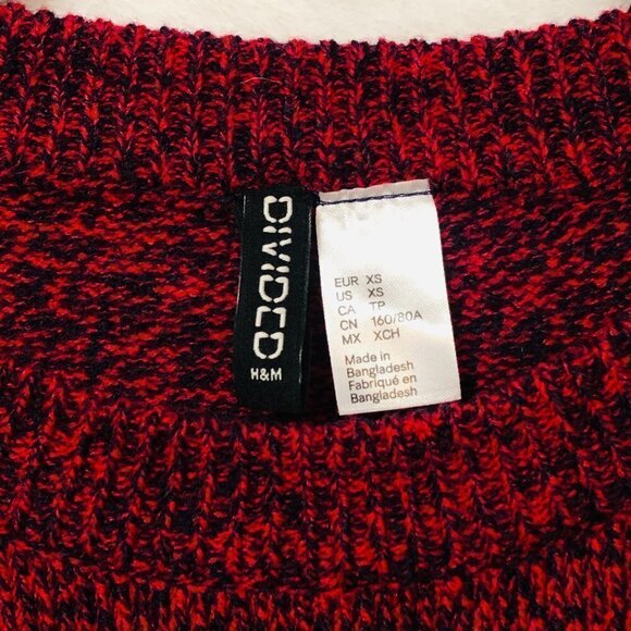Divided by H&M Black and Red Knit Boxy Crewneck Sweater Size XS - Picture 4 of 10